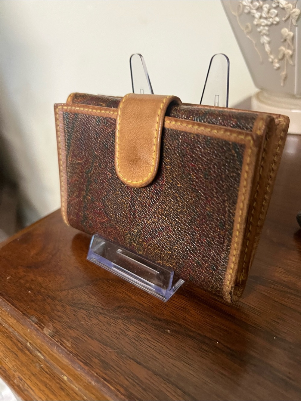 Etro Milano Bifold Wallet in Signature Paisley with Tan Leather Trim